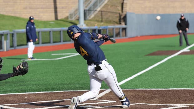 West Virginia Aaron Jamison hits a 413-foot home run against Marshall.